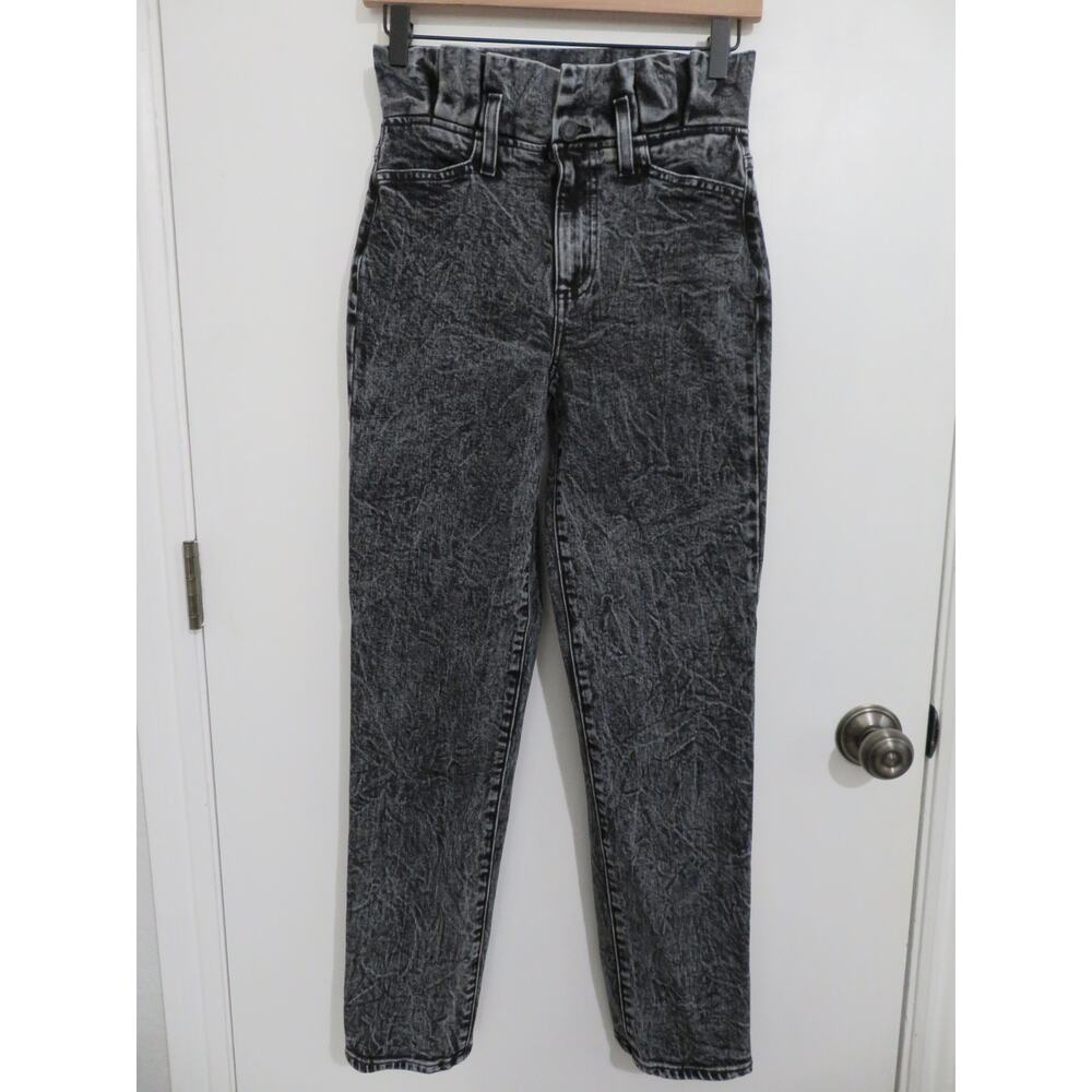 Alice & Olivia Women Sz 24 Acid Black Amazing Paperbag Girlfriend Jean High Rise